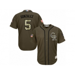 Colorado Rockies #5 Carlos Gonzalez Replica Green Salute to Service MLB Jersey Colorado Rockies #5 Carlos Gonzalez Replica Green Salute to Service MLB Jersey