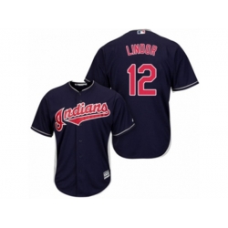 Cleveland Indians #12 Francisco Lindor Authentic Navy Blue Alternate 1 Cool Base MLB Jersey