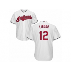 Cleveland Indians #12 Francisco Lindor Authentic White Home Cool Base MLB Jersey