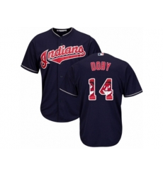 Cleveland Indians #14 Larry Doby Authentic Navy Blue Team Logo Fashion Cool Base MLB Jersey