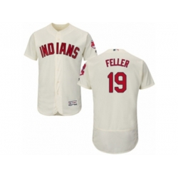 Cleveland Indians #19 Bob Feller Cream Flexbase Authentic Collection MLB Jersey