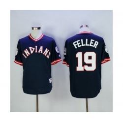 Cleveland Indians #19 Bob Feller Majestic Navy Authentic 1976 Turn Back the Clock Player Jersey