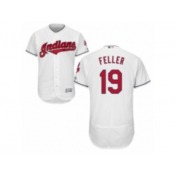 Cleveland Indians #19 Bob Feller White Flexbase Authentic Collection MLB Jersey