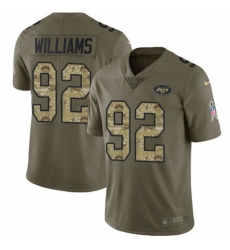 New York Jets #92 Leonard Williams Limited Olive Camo 2017 Salute to Service NFL Jersey