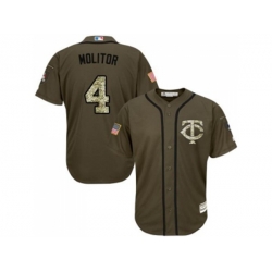 Minnesota Twins #4 Paul Molitor Green Salute to Service Stitched Baseball Jersey