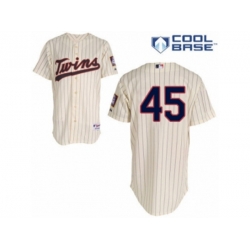 Minnesota Twins #45 Phil Hughes Replica Cream Alternate Cool Base MLB Jersey