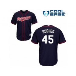 Minnesota Twins #45 Phil Hughes Replica Navy Blue Alternate Road Cool Base MLB Jersey
