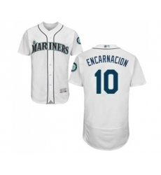 Seattle Mariners #10 Edwin Encarnacion White Home Flex Base Authentic Collection Baseball Jersey