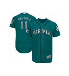 Seattle Mariners #11 Edgar Martinez Majestic Aqua Number Retirement Authentic Player Jersey