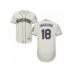 Seattle Mariners #18 Hisashi Iwakuma Cream Flexbase Authentic Collection MLB Jersey Seattle Mariners #18 Hisashi Iwakuma Cream Flexbase Authentic Collection MLB Jersey