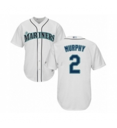 Seattle Mariners #2 Tom Murphy Authentic White Home Cool Base Baseball Player Jersey
