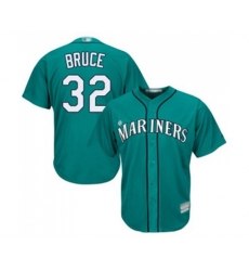 Seattle Mariners #32 Jay Bruce Replica Teal Green Alternate Cool Base Baseball Jersey