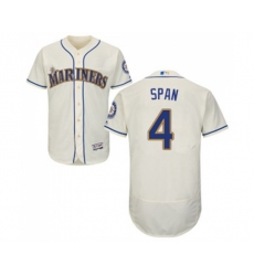 Seattle Mariners #4 Denard Span Cream Alternate Flex Base Authentic Collection Baseball Jersey
