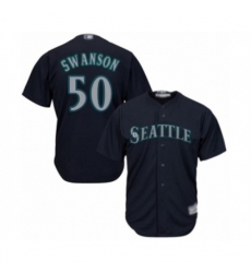 Seattle Mariners #50 Erik Swanson Authentic Navy Blue Alternate 2 Cool Base Baseball Player Jersey