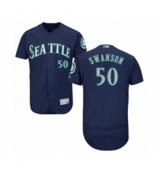 Seattle Mariners #50 Erik Swanson Navy Blue Alternate Flex Base Authentic Collection Baseball Player Jersey