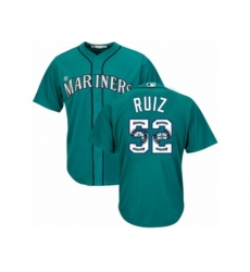 Seattle Mariners #52 Carlos Ruiz Authentic Teal Green Team Logo Fashion Cool Base MLB Jersey