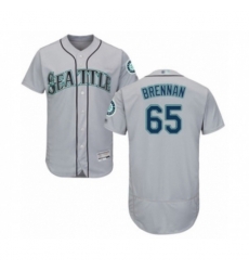 Seattle Mariners #65 Brandon Brennan Grey Road Flex Base Authentic Collection Baseball Player Jersey