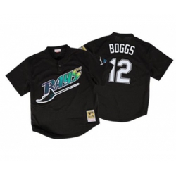 1998 Tampa Bay Rays #12 Wade Boggs Authentic Black Throwback Baseball Jersey 1998 Tampa Bay Rays #12 Wade Boggs Authentic Black Throwback Baseball Jersey