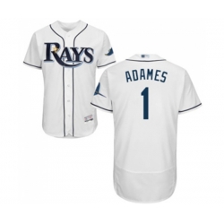 Tampa Bay Rays #1 Willy Adames Home White Home Flex Base Authentic Collection Baseball Jersey Tampa Bay Rays #1 Willy Adames Home White Home Flex Base Authentic Collection Baseball Jersey