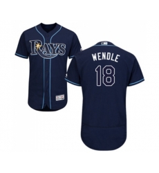 Tampa Bay Rays #18 Joey Wendle Navy Blue Alternate Flex Base Authentic Collection Baseball Jersey