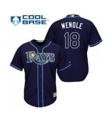 Tampa Bay Rays #18 Joey Wendle Replica Navy Blue Alternate Cool Base Baseball Jersey