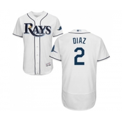 Tampa Bay Rays #2 Yandy Diaz Home White Home Flex Base Authentic Collection Baseball Jersey Tampa Bay Rays #2 Yandy Diaz Home White Home Flex Base Authentic Collection Baseball Jersey