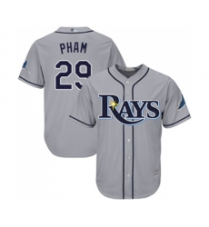 Tampa Bay Rays #29 Tommy Pham Replica Grey Road Cool Base Baseball Jersey