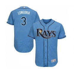 Tampa Bay Rays #3 Evan Longoria Columbia Alternate Flex Base Authentic Collection Baseball Jersey Tampa Bay Rays #3 Evan Longoria Columbia Alternate Flex Base Authentic Collection Baseball Jersey