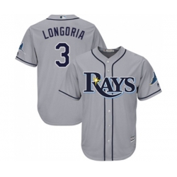 Tampa Bay Rays #3 Evan Longoria Replica Grey Road Cool Base Baseball Jersey Tampa Bay Rays #3 Evan Longoria Replica Grey Road Cool Base Baseball Jersey