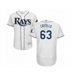 Tampa Bay Rays #63 Diego Castillo Home White Home Flex Base Authentic Collection Baseball Player Jersey