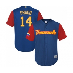 Venezuela Baseball #14 Martin Prado Royal Blue 2017 World Baseball Classic Replica Team Jersey