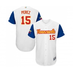 Venezuela Baseball #15 Salvador Perez White 2017 World Baseball Classic Authentic Team Jersey