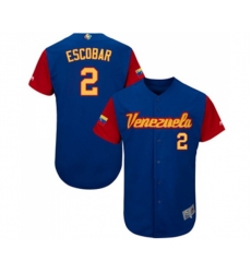 Venezuela Baseball #2 Alcides Escobar Royal Blue 2017 World Baseball Classic Authentic Team Jersey