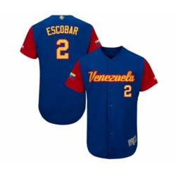 Venezuela Baseball #2 Alcides Escobar Royal Blue 2017 World Baseball Classic Authentic Team Jersey