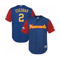Venezuela Baseball #2 Alcides Escobar Royal Blue 2017 World Baseball Classic Replica Team Jersey