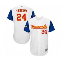 Venezuela Baseball #24 Miguel Cabrera White 2017 World Baseball Classic Authentic Team Jersey