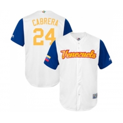 Venezuela Baseball #24 Miguel Cabrera White 2017 World Baseball Classic Replica Team Jersey
