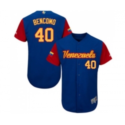 Venezuela Baseball #40 Omar Bencomo Royal Blue 2017 World Baseball Classic Authentic Team Jersey