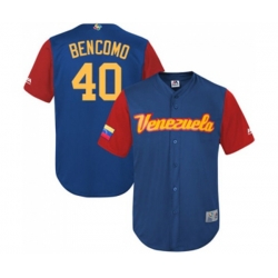 Venezuela Baseball #40 Omar Bencomo Royal Blue 2017 World Baseball Classic Replica Team Jersey
