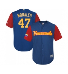 Venezuela Baseball #47 Franklin Morales Royal Blue 2017 World Baseball Classic Replica Team Jersey