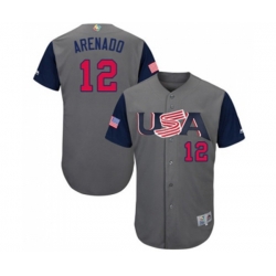 USA Baseball #12 Nolan Arenado Gray 2017 World Baseball Classic Authentic Team Jersey