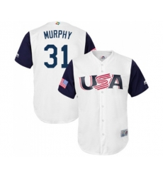 USA Baseball #31 Daniel Murphy White 2017 World Baseball Classic Replica Team Jersey
