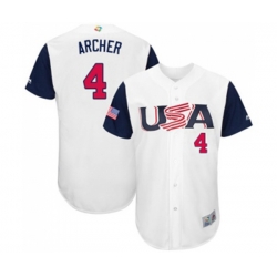 USA Baseball #4 Chris Archer White 2017 World Baseball Classic Authentic Team Jersey