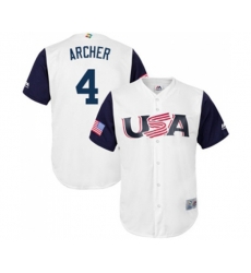USA Baseball #4 Chris Archer White 2017 World Baseball Classic Replica Team Jersey