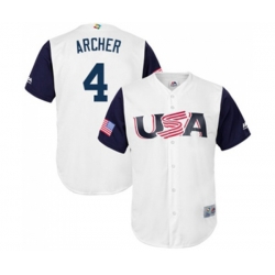 USA Baseball #4 Chris Archer White 2017 World Baseball Classic Replica Team Jersey