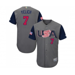 USA Baseball #7 Christian Yelich Gray 2017 World Baseball Classic Authentic Team Jersey