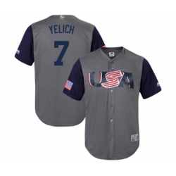 USA Baseball #7 Christian Yelich Gray 2017 World Baseball Classic Replica Team Jersey