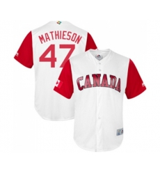 Canada Baseball #47 Scott Mathieson White 2017 World Baseball Classic Replica Team Jersey