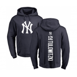 Baseball New York Yankees #12 Troy Tulowitzki Navy Blue Backer Pullover Hoodie