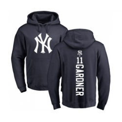 MLB Nike New York Yankees #11 Brett Gardner Navy Blue Backer Pullover Hoodie